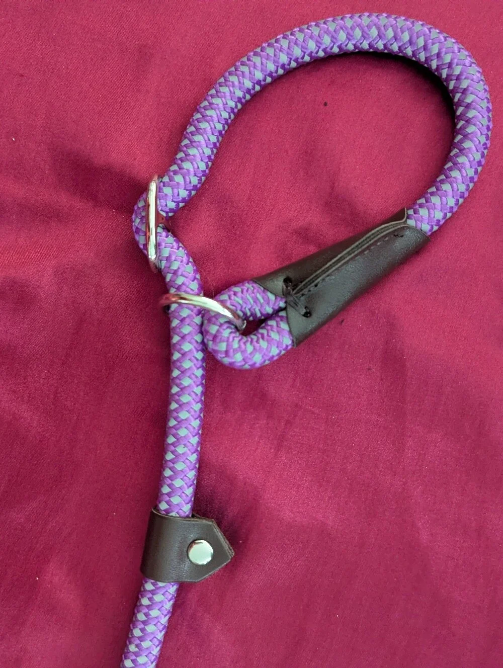 2 FIDA Dog Slip Lead Leashes Reflective Purple 5ft
